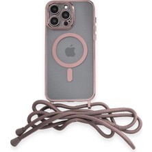 Umut Tekno Uryport Apple iPhone 14 Pro Kılıf Divo Lazer Askılı Magsafe Kapak - Pembe