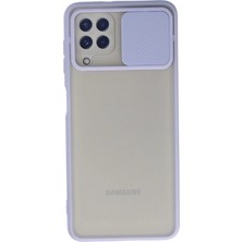 Umut Tekno Uryport Samsung Galaxy A22 Kılıf Palm Buzlu Kamera Sürgülü Silikon - Lila