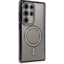 Umut Tekno Uryport Samsung Galaxy S24 Ultra Kılıf Joke Simli Magneticsafe Kılıf - Siyah