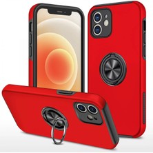 Umut Tekno Uryport Apple iPhone 12 Mini Kılıf Elit Yüzüklü Kapak - Kırmızı