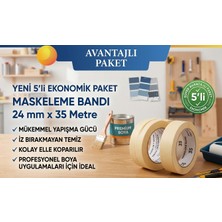 Maskeleme Bandı Kağıt Bant (Bej) 24 x 35 Metre - 5'li Avantaj Paketi