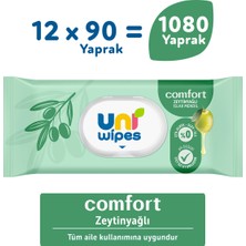 Uni Baby Uni Wipes Comfort Zeytinyağlı Islak Mendil 12X90 1080 Yaprak