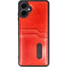 Umut Tekno Uryport Samsung Galaxy A06 Kılıf Sara Kartvizitli Deri Kılıf - Kırmızı