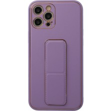 Umut Tekno Uryport Apple iPhone 12 Pro Kılıf Coco Deri Standlı Kapak - Lila