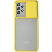 Umut Tekno Uryport Samsung Galaxy A52 Kılıf Palm Buzlu Kamera Sürgülü Silikon - Sarı