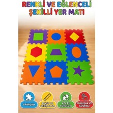Farbu Oyuncak Eğitici Geometrik Şekiller Çıkarılabilir Parçalı 9 Parça Modüler Yapılı 90 x 90 cm Oyun Halısı