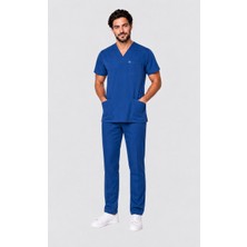 Deniz İş Tery Cotton Zarf Yaka Erkek Scrubs Takımı Mavi, Saks Mavisi, Petrol Mavisi, Petrol Yeşili, Forma