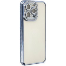 Umut Tekno Uryport Apple iPhone 14 Pro Kılıf Joke Taşlı Silikon - Mavi