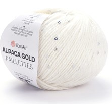 Yarnart Alpaca Gold Paillettes Beyaz El Örgü Ipi 9301