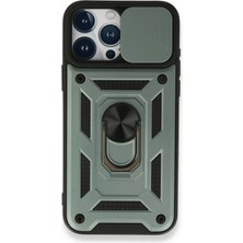Umut Tekno Uryport Apple iPhone 15 Pro Max Kılıf Pars Lens Yüzüklü Silikon - Yeşil