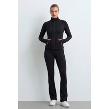 Soft & Basic Esnek Ispanyol Paça Beli Lastikli Tayt Vücudu Saran Parmak Geçirmeli Yumuşak Dokulu Hırka Takım