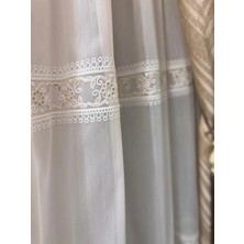 Nivemes Home Nivemeshome Verona Gold Çiçekli 1/2,5 Pileli Tül Perde