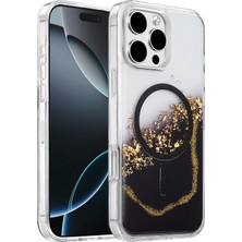Umut Tekno Onegif Apple iPhone 16 Pro Max Lotus Simli Magsafe Kapak - Siyah