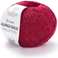 Yarnart Alpaca Gold Paillettes Kırmızı El Örgü Ipi 9307
