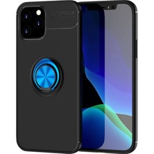 Umut Tekno Uryport Apple iPhone 12 Kılıf Range Yüzüklü Silikon - Siyah-Mavi