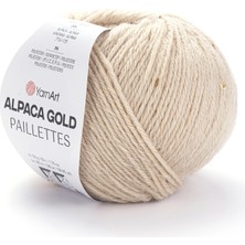 Yarnart Alpaca Gold Paillettes Krem El Örgü Ipi 9302
