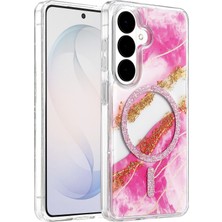 Umut Tekno Onegif Samsung Galaxy S26 Lotus Simli Magsafe Kapak - Pembe