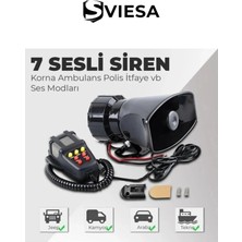 Sviesa Her Araca Uyumlu Universal 7 Sesli Konuşmalı Mikrofonlu Megafonlu Siren