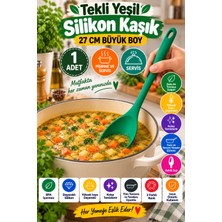 Open City Tekli Yeşil Büyük Boy Silikon Kaşık 27 cm Mutfak Yemek Pişirme ve Servis Kaşığı Renkli Mutfak Gereci
