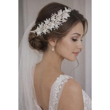 Hayalperest Boncuk Gelin Saç Aksesuarı Kristal Boncuklu Çiçekli Gelin Tacı Nişan ve Nikah Saç Aksesuarı