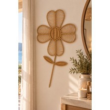 Naturel Dekor Doğal Rattan Çiçek Tasarım Duvar Dekoru, Duvar Süsü 39X70 Cm, Iskandinav, Modern, Bohem