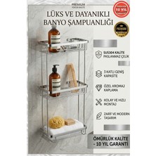 Banyom Home Krom Paslanmaz Çelik SUS304 Kalite Taci 3'lü Şampuanlık Banyo Rafı Krom Renk
