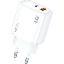 Pmr Samsung Galaxy S25 Fe ile Uyumlu Hepu HP-C31 45W Gan Hızlı Şarj Adaptörü + Type-C Kablo