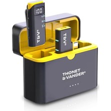 Thonet & Vander VX390 HK096-03683 Çift Kablosuz Yaka Mikrofonu 2.4ghz 50M 3 Kademeli Enc Şarj Kutulu