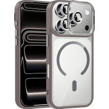 Zore iPhone 17 Pro Kılıf Standlı ve Kamera Lens Hediyeli M-Safe Şarj Özellikli Teqsma Etro Kapak