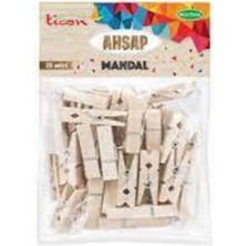 Ticon Ahşap Mandal Büyük 25LI Naturel 8694340104010
