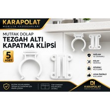 Karapolat 5 Adet Beyaz Ahşap - Alüminyum Baza Klipsi Mutfak Dolap Tezgah Alt Kısım Kapatma Klipsi