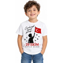 Alfa Tshirt Yaşasın Cumhuriyet – 29 Ekim Cumhuriyet Bayramı Dtg Baskılı Beyaz Tişört