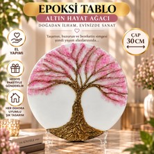 IQ ART by Natalie Epoksi Tablo Altın Hayat Ağacı – 30 cm El Yapımı Doğal Taşlı Dekoratif Duvar Tablosu