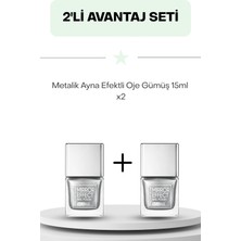 Mara Ikili Fırsat Set- Metalik Ayna Efektli Oje Gümüş 15ML