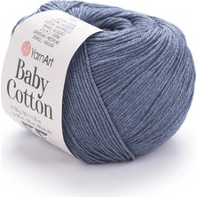 Yarnart Baby Cotton Gri Mavi El Örgü Ipi 453