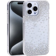Zore iPhone 15 Pro Max Kılıf Airbag Tasarımlı Damla Taşlı Şeffaf Teqsma Pera Silikon Kapak