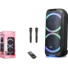 Ndr NDR1312 Çift Karaoke Mikrofonlu Bluetooth Hoparlör Fm Radyo 60W 2X12 Inç Rgb Kumandalı Siyah