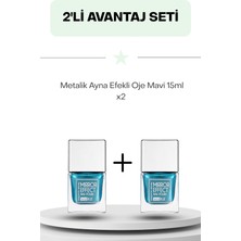 Mara Ikili Fırsat Set- Metalik Ayna Efekli Oje Mavi 15ML