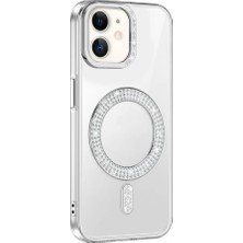 Zore iPhone 11 Kılıf Pırlanta Taş Tasarımlı Magsafe Şarj Özellikli Teqsma Karetta Silikon Kapak