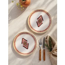 Rani Mobilya Rani Home Tatlı Tabağı Seti Hermia Beyaz - Kiremit - Sarı FE-6789