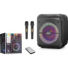 Ndr NDR2210 Çift Karaoke Mikrofonlu Bluetooth Hoparlör Fm Radyo 20W 10.5 Inç Rgb Kumandalı Siyah
