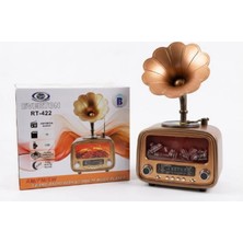 Everton RT-422  Bluetooth Fm-Usb-Tf-Aux Şarjlı Nostaljik Radyo Gramafon (Alev Ambiyans Işığı)