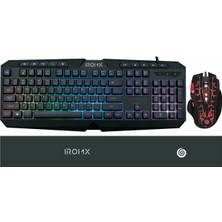 Iromx GMK44CC Tr USB Kablolu Multimedya Siyah Rgb Gaming Q Klavye+Mouse