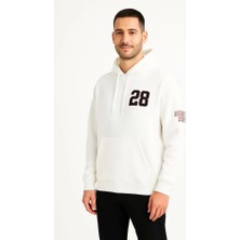 Auralook Üç Iplik Kapüşonlu Ön ve Arka Baskılı Sweatshirt Hoodie - Beyaz