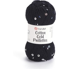 Yarnart Cotton Gold Paillettes Siyah Pamuklu Payetli El Örgü Ipi 7101