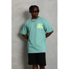 Auralook Erkek Baskılı T-Shirt Kısa Kol Bisiklet Yaka Regular Fit Rahat Kalıp Günlük Tişört - Mint Yeşili
