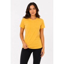 Auralook Basic Tişört Bisiklet Yaka Kısa Kol Günlük Yazlık Slim Fit T-Shirt - Sarı