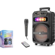 Jbr JBR007 Karaoke Mikrofonlu Bluetooth Hoparlör Fm Radyo 10W 8 Inç Rgb Kumandalı Siyah