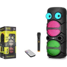 Jbr JBR8809 Karaoke Mikrofonlu Bluetooth Hoparlör Fm Radyo 20W 2x8 Inç Rgb Kumandalı Siyah