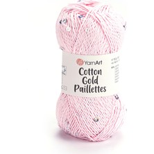 Yarnart Cotton Gold Paillettes Pembe Pamuklu Payetli El Örgü Ipi 7107